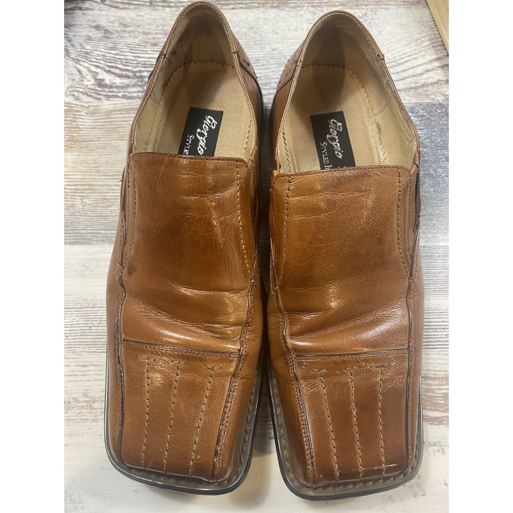 Giorgio V Styled In Italy Mens 9 M Dress Shoes Light Brown Leather Loafers